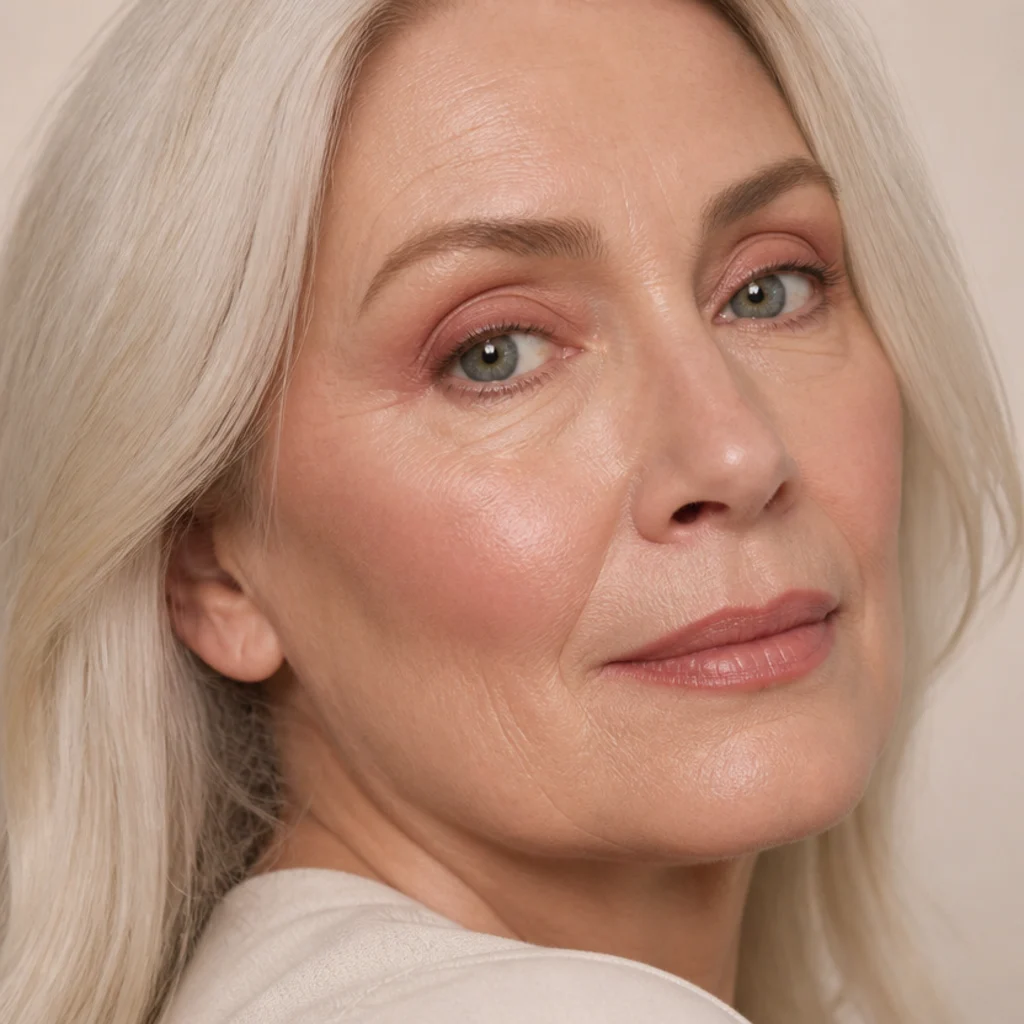 Model with soft rose-pink shadow lifted at the outer corner for a flushed, romantic foxy eye