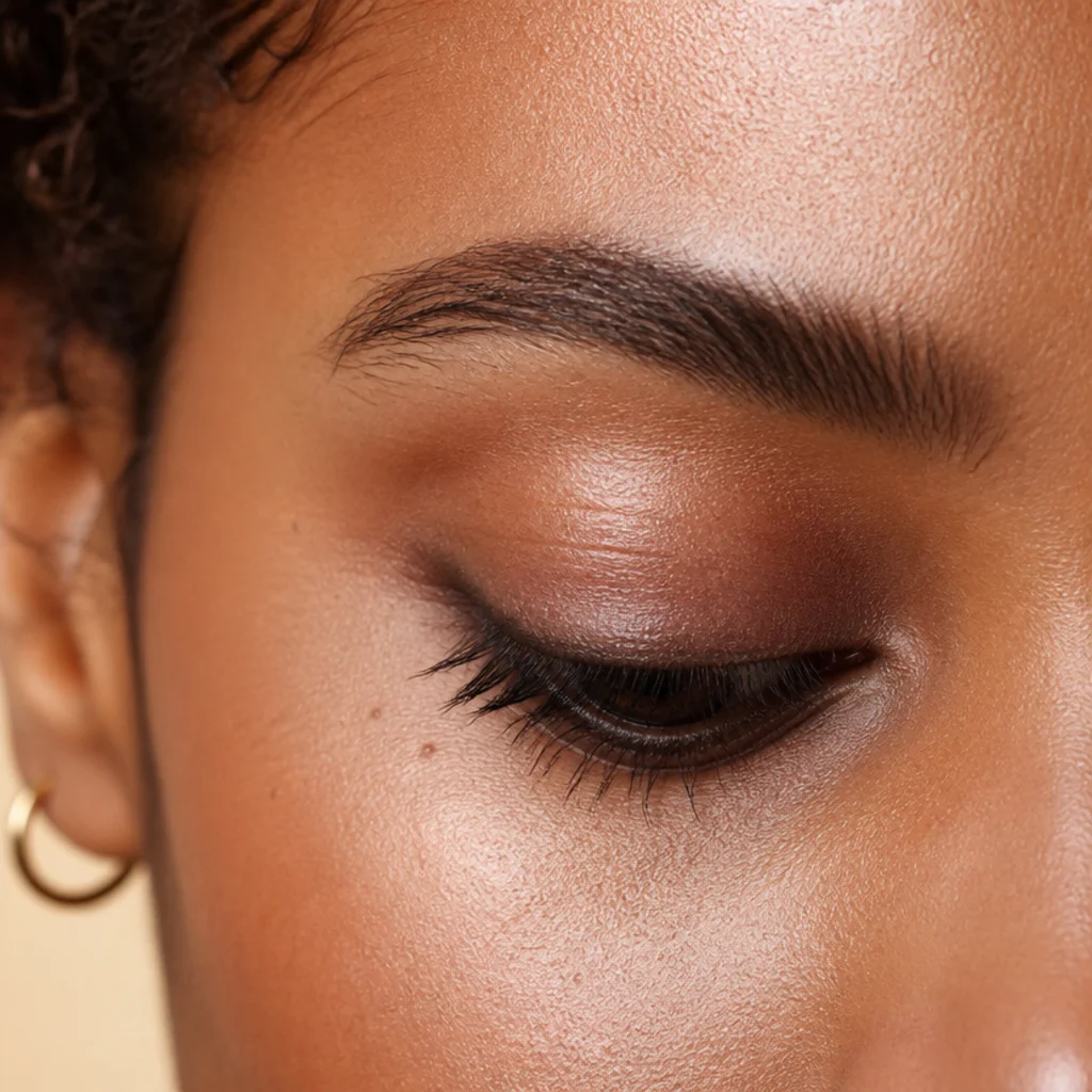 Downturned eyes with a deliberately smudged smoky pencil line for a lived-in undone finish