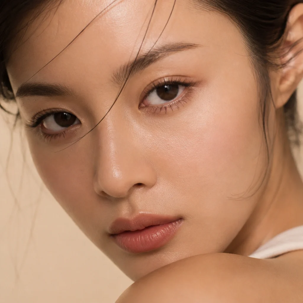 Lower lash line defined with fine, separated bottom lashes spaced to balance a heavier top lash on almond eyes