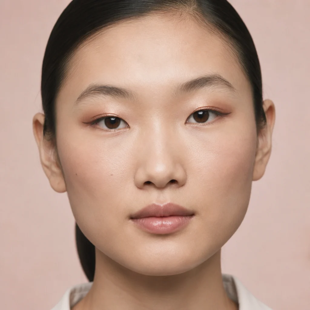 Monolid eye with warm bronze shadow applied above the lash line and lifted outward so the color stays visible when the eye is open
