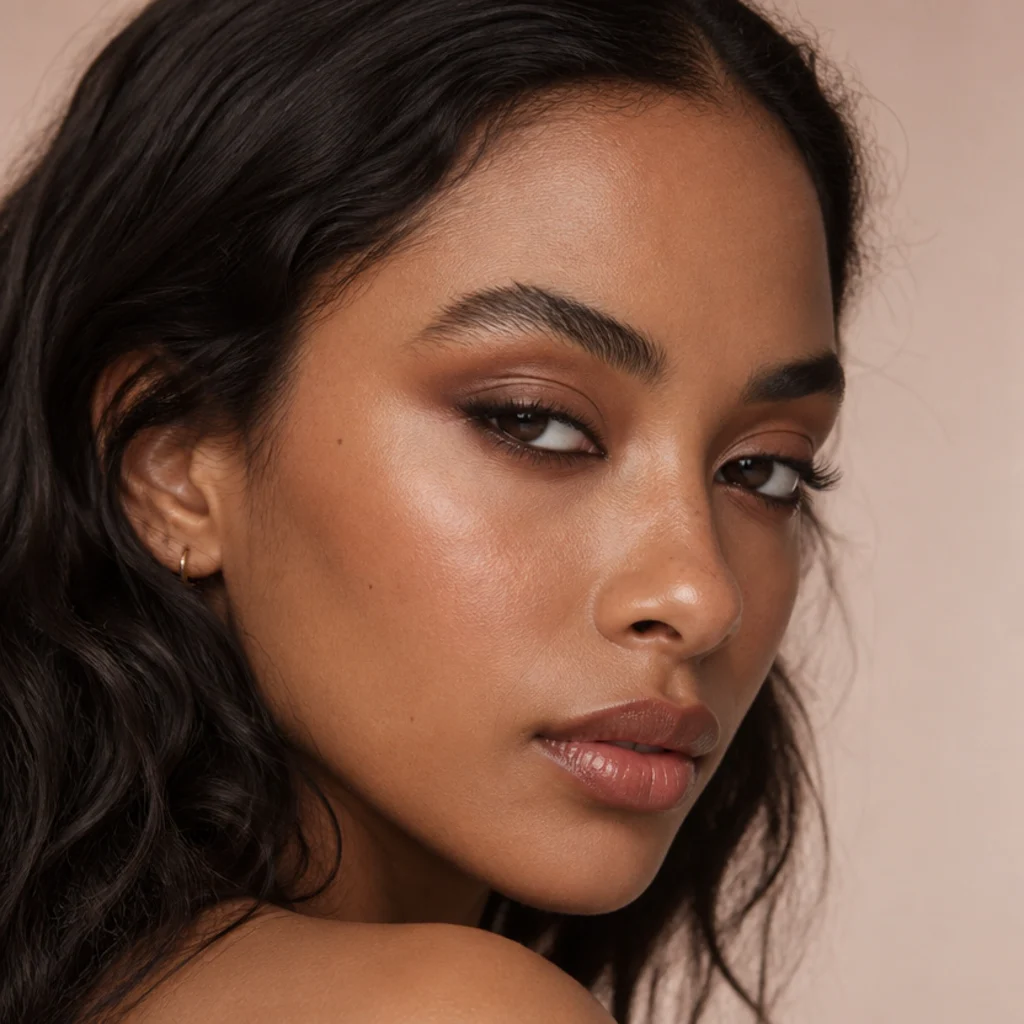 Close-up of classic siren eyes with smoked warm bronze shadow wrapping the outer corner and lower lash line