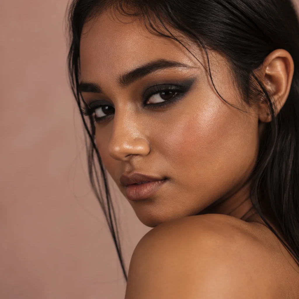 Dramatic smoky siren eyes in deep charcoal blended up and out for a nighttime heavy-lidded stare