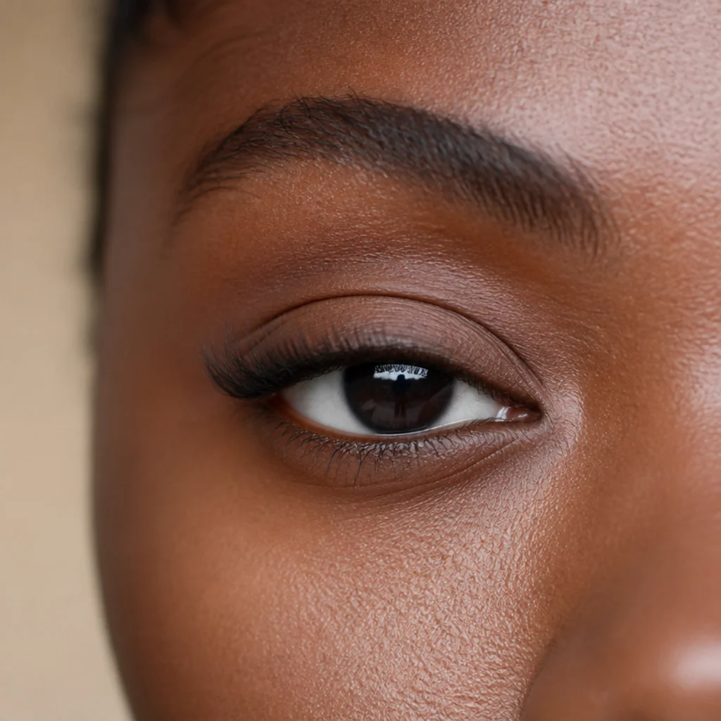 Protruding eye with uniform medium lash length and a soft curl creating a smooth, balanced lash line
