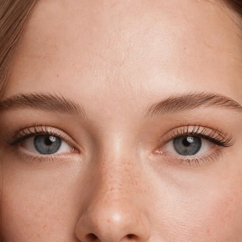 Close-set eyes with lash length concentrated at the outer corners to visually widen the spacing