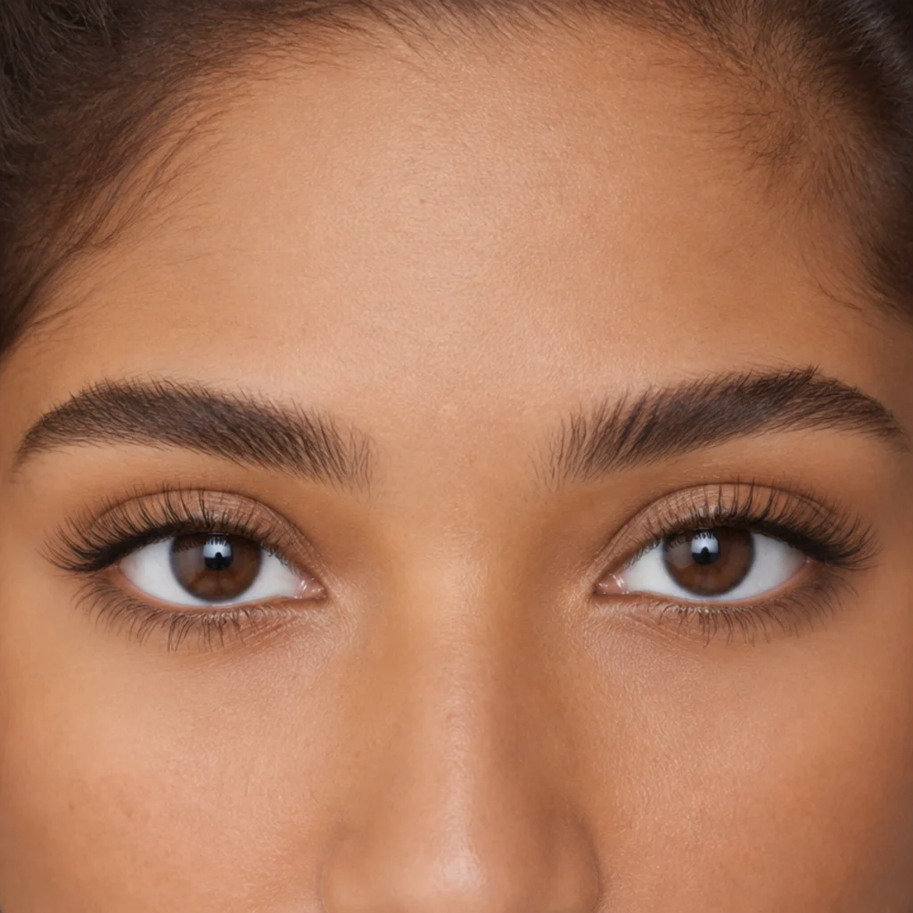 Wide-set eyes with added lash density near the inner corners to visually reduce the spacing