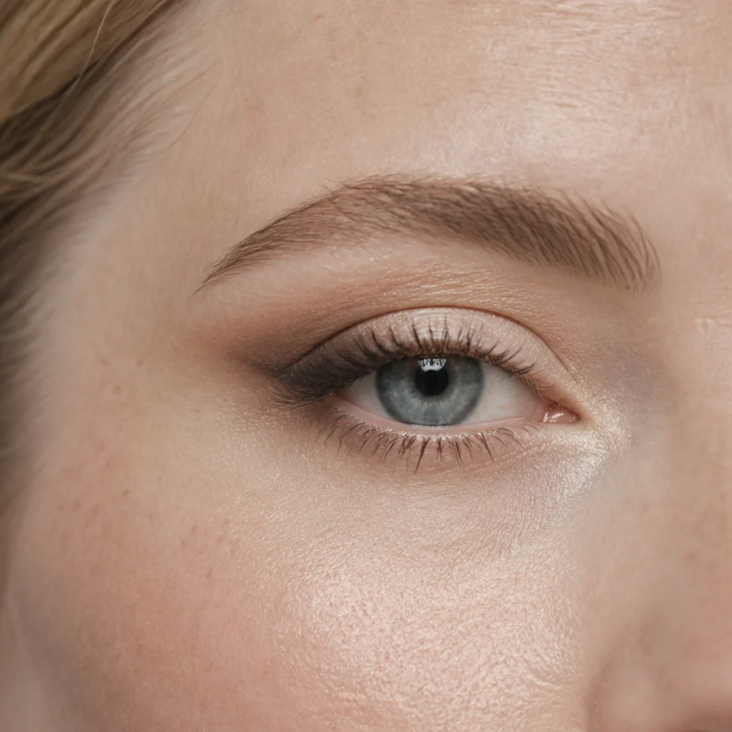 Close-set eyes visually widened with darker shadow and liner concentrated at the outer corners