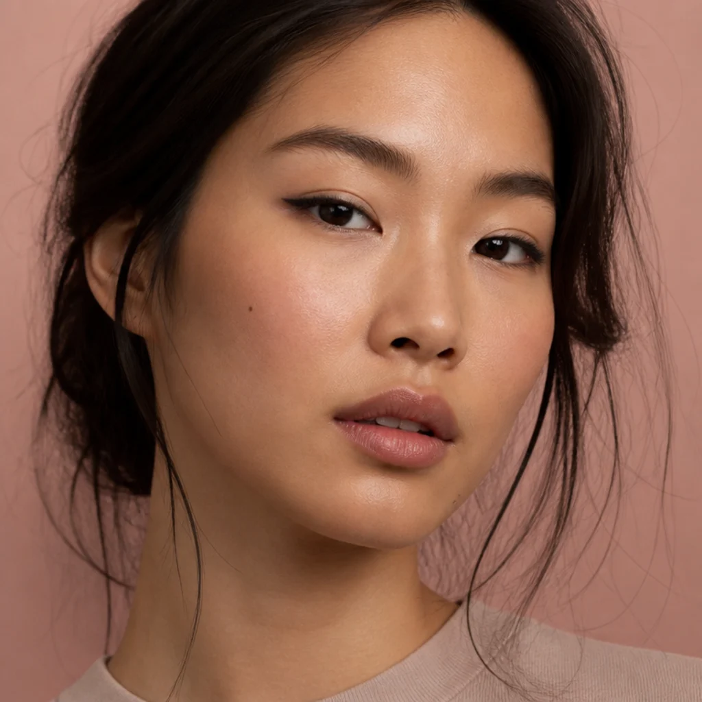 Close-set eyes with liner weighted and extended outward, inner corners left clear of dark color