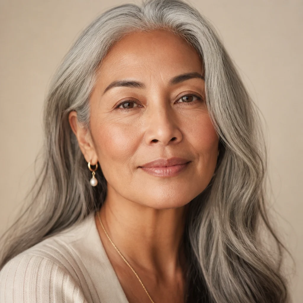 Soft-focus portrait capturing the full silhouette of both eyes at rest, natural brows, ivory studio tone